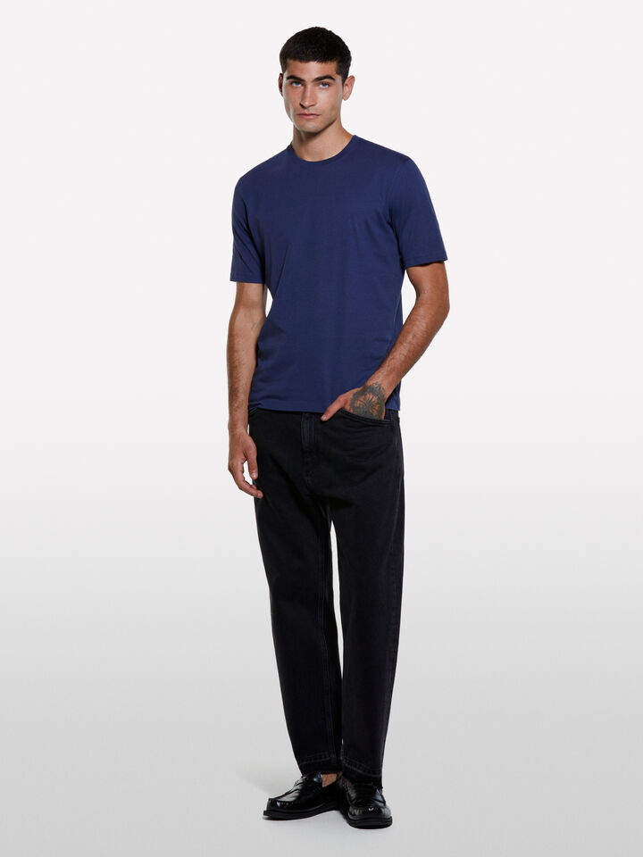 Blue regular fit short sleeve t-shirt  - men's short sleeve t-shirts - Blue | Sisley image number 1